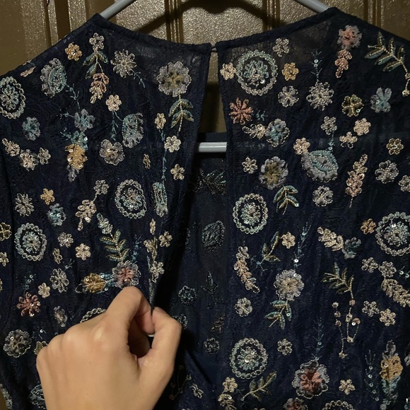 French Connection Diya Fit & Flare Midi Dress Size 12 Navy - Picture 7 of 12